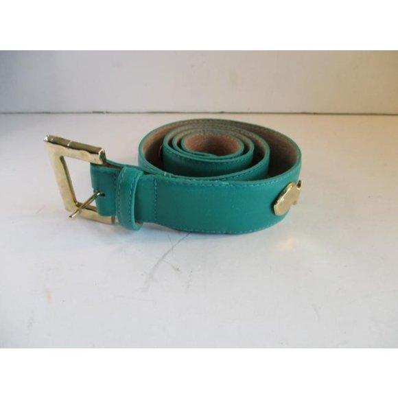 *Talbots Teal Aqua Gold Charms Vibrant Nautical Theme Leather Belt - Picture 3 of 6